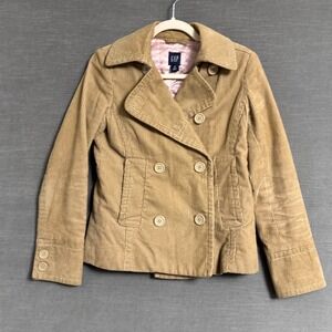 Vintage Gap Jacket XS‎ Brown Corduroy Cropped Peacoat Trench Quilt Lines 90s y2k
